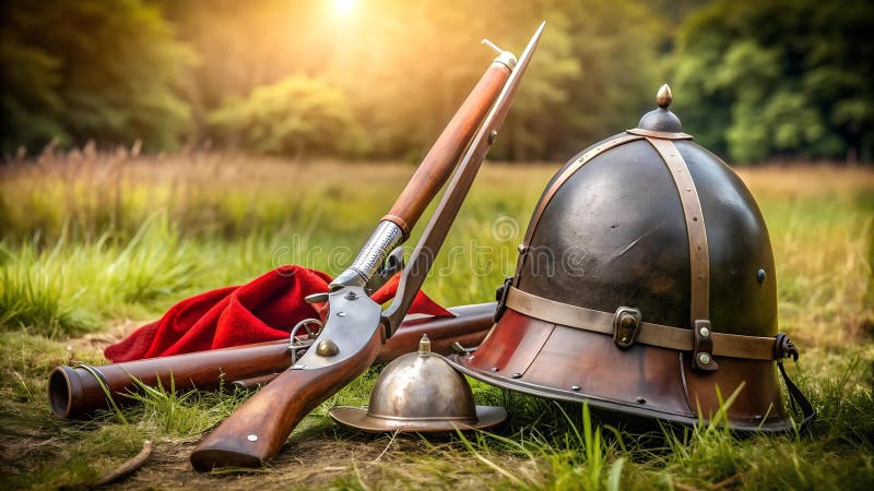 The Weight of Glory: A Symbolic Representation of 18th Century Warfare stock illustration.