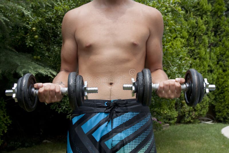 Preteen Boy Lifting Weights Stock Photo Image of child, male 103246560