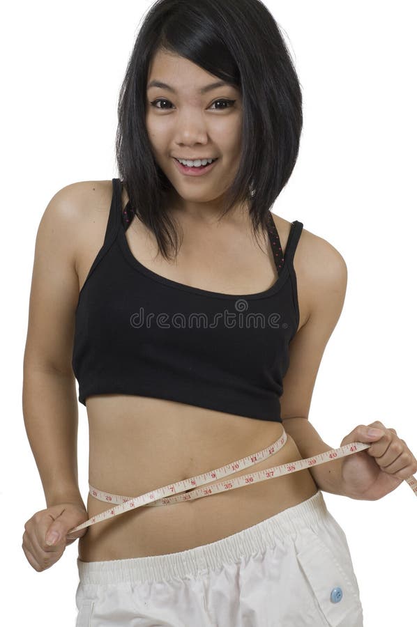 Asian Woman Weight Scale Losing Weight Stock Photos Free & Royalty
