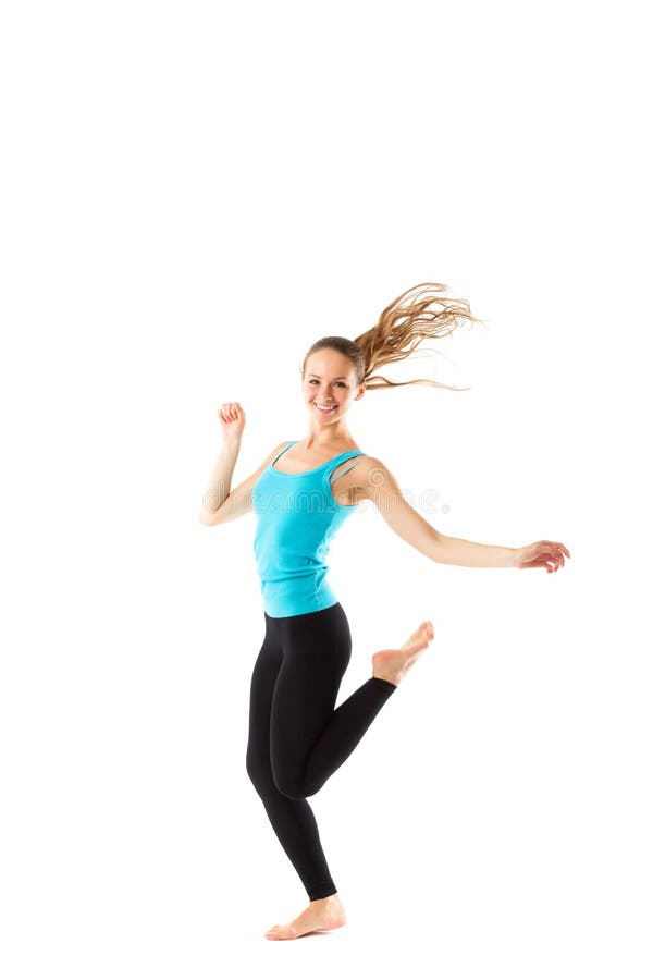 Weight loss fitness woman jumping of joy. royalty free stock image Weight loss fitness woman jumping of joy. royalty free stock image