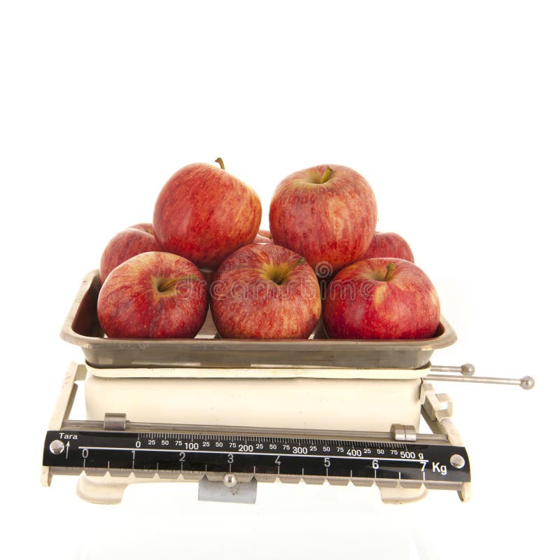 Weight scale with fruit stock photo. Image of green, diet 8853290