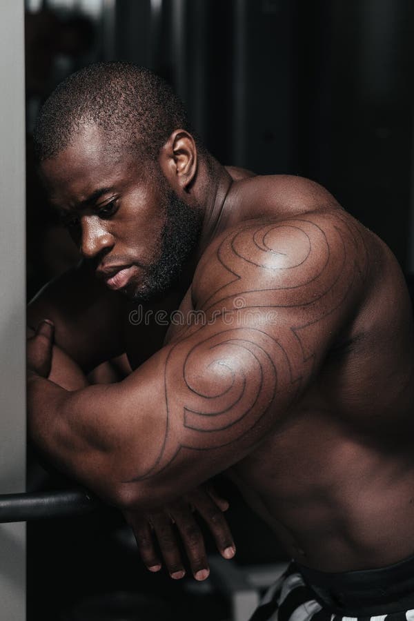 Weight Training African Doing Bodybuilding Stock Image - Image of