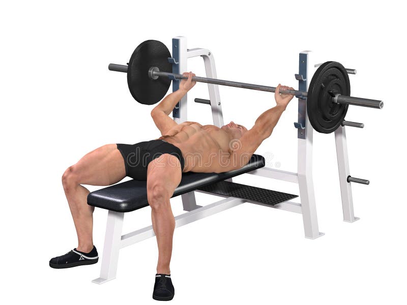 Weightlifter bench pressing stock illustration