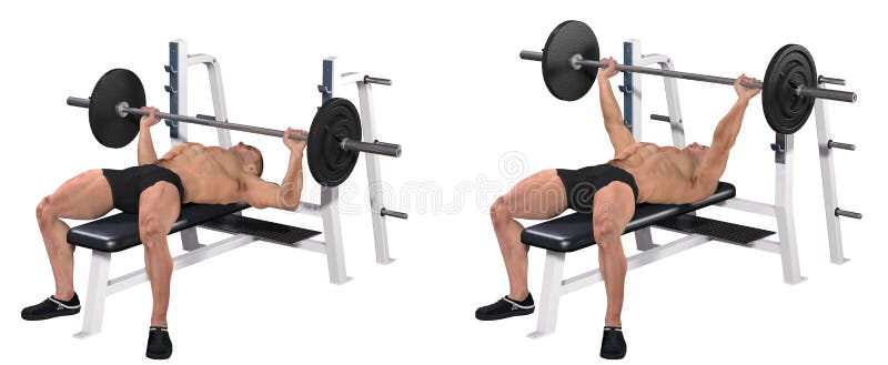 Weightlifter bench pressing stock illustration