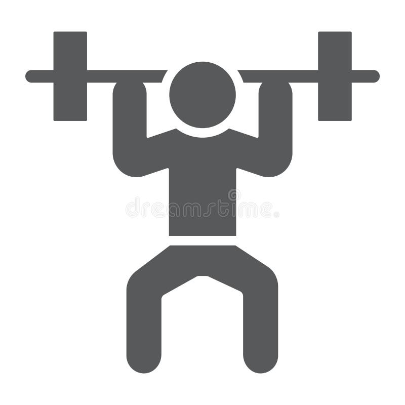 Weightlifter glifu ikona, sport i bodybuilding, weightlifting znak, wektorowe grafika, bryła wzór na bielu royalty ilustracja Weightlifter glifu ikona, sport i bodybuilding, weightlifting znak, wektorowe grafika, bryła wzór na bielu royalty ilustracja