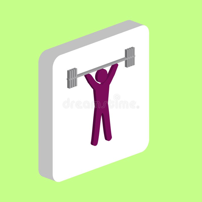 Weightlifting computer symbol. Weightlifter, Lifting Simple vector icon. Illustration symbol design template for web mobile UI element. Perfect color isometric pictogram on 3d white square. Weightlifting icons for business project