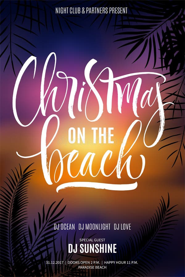 Weihnachtsplakat am Strand stock abbildung