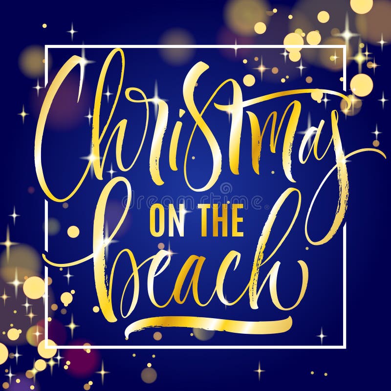 Weihnachts-Schriftzug am Strand lizenzfreie abbildung