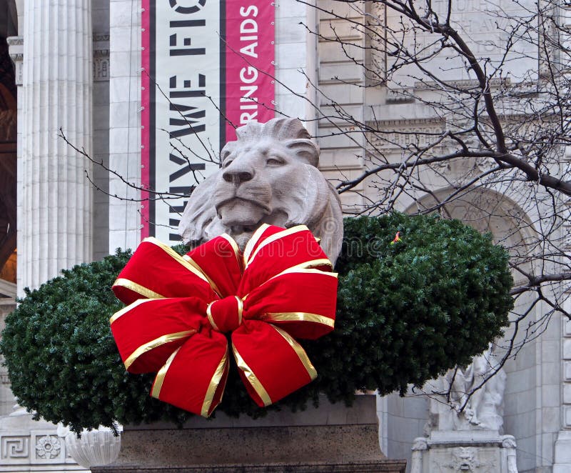 Weihnachten an der New- Yorköffentlichen bibliothek stockfotografie Weihnachten an der New- Yorköffentlichen bibliothek stockfotografie
