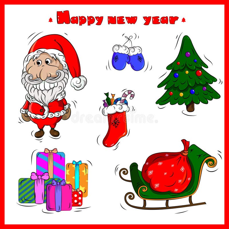 Weihnachten eingestellt mit netten Gestaltungselementen lizenzfreie abbildung Weihnachten eingestellt mit netten Gestaltungselementen lizenzfreie abbildung