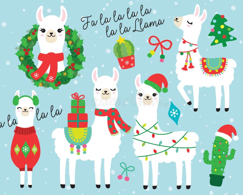 Weihnachten und Feiertags-Lama-und Alpaka-Vektor-Illustration stock abbildung Weihnachten und Feiertags-Lama-und Alpaka-Vektor-Illustration stock abbildung