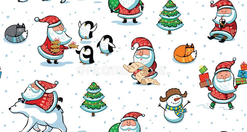 Weihnachts- und Neujahrsfeiertagmuster mit lustiger Santa Claus stock abbildung Weihnachts- und Neujahrsfeiertagmuster mit lustiger Santa Claus stock abbildung