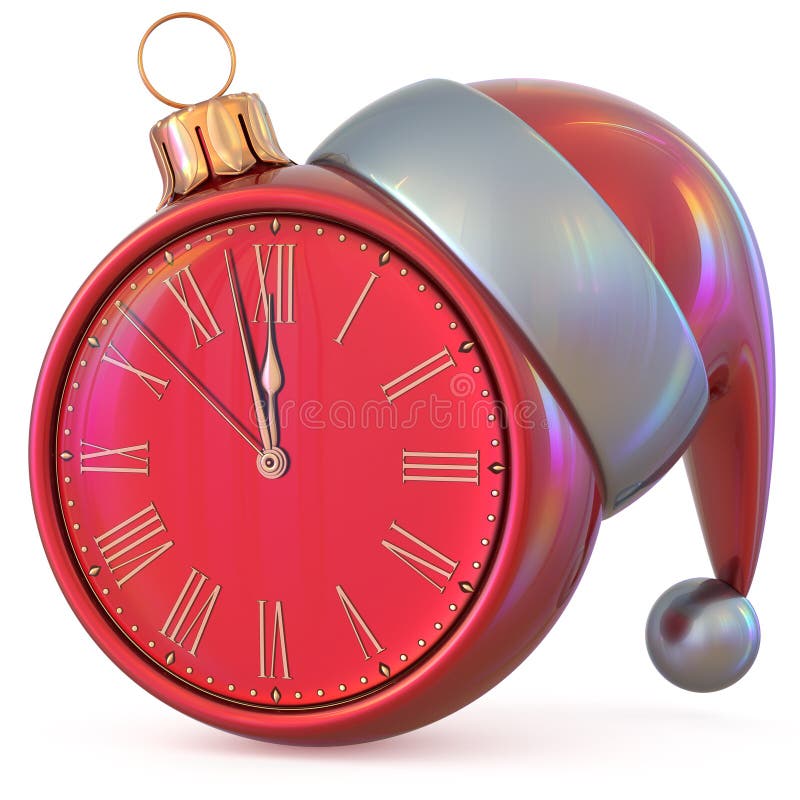 Weihnachtsballuhr neuer Jahr ` s Eve Mitternachtsstundencountdown vektor abbildung Weihnachtsballuhr neuer Jahr ` s Eve Mitternachtsstundencountdown vektor abbildung