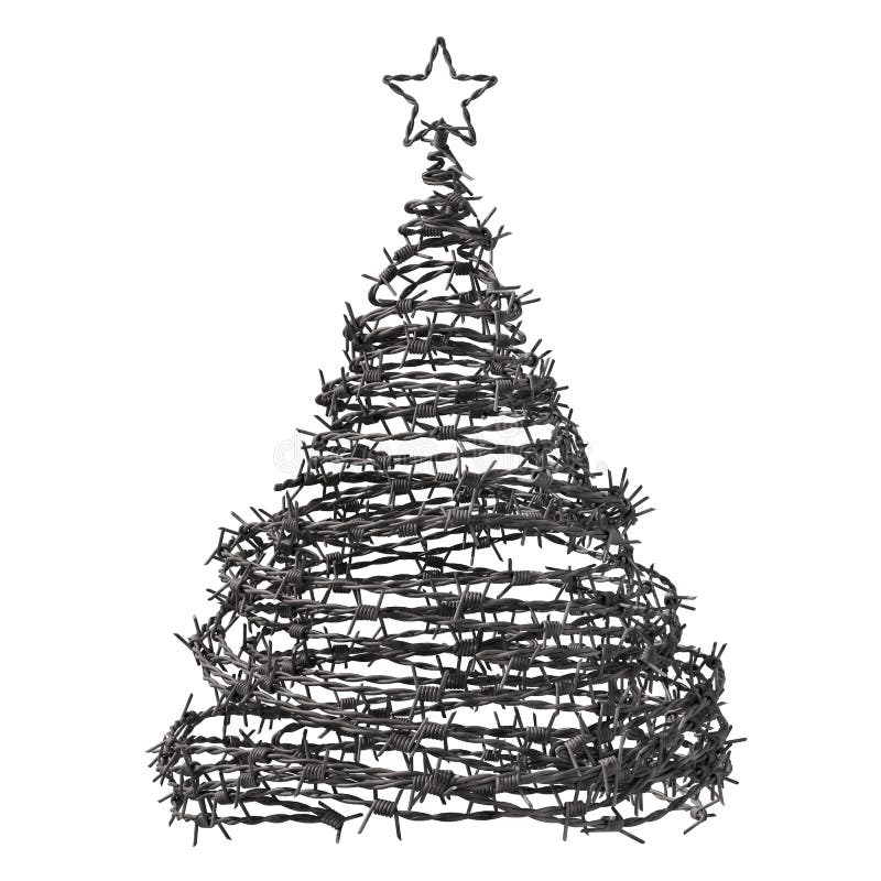 Weihnachtsbaum gemacht vom Stacheldraht stock abbildung Weihnachtsbaum gemacht vom Stacheldraht stock abbildung