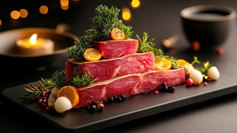 Weihnachtsbaum mit Kräutern und Knoblauch perfekt für festliche Lebensmittelmarketing und kulinarische Werbung vektor abbildung
