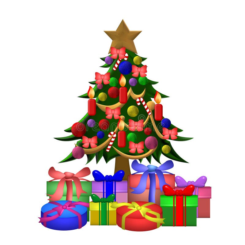 Weihnachtsbaum Und Geschenke Stock Abbildung - Illustration von