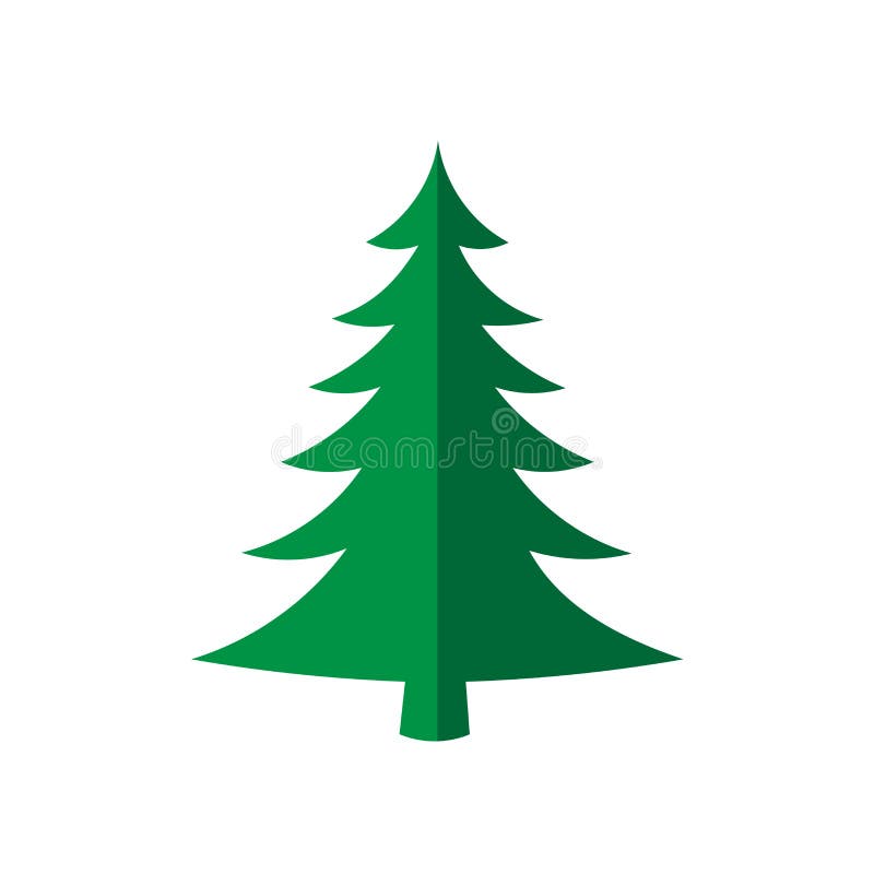 Weihnachtsbaum, vektorabbildung Grünes Schattenbilddekorationszeichen, lokalisiert auf weißem Hintergrund Flaches Design Symbol v vektor abbildung