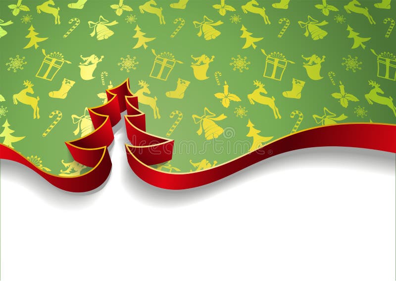 Weihnachtsbaum von den Bändern, die auf weißem Hintergrund lokalisiert werden und dekorativer festlicher Hintergrund vector Illus lizenzfreie abbildung