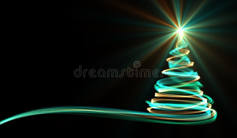 Weihnachtsbaum von den gelben, blauen und grünen Neonstreifen stock abbildung Weihnachtsbaum von den gelben, blauen und grünen Neonstreifen stock abbildung