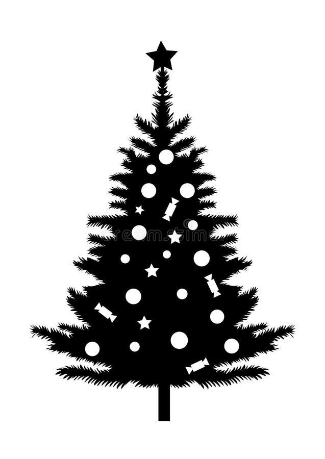 Weihnachtsbaumschwarzes Schattenbild lizenzfreie abbildung