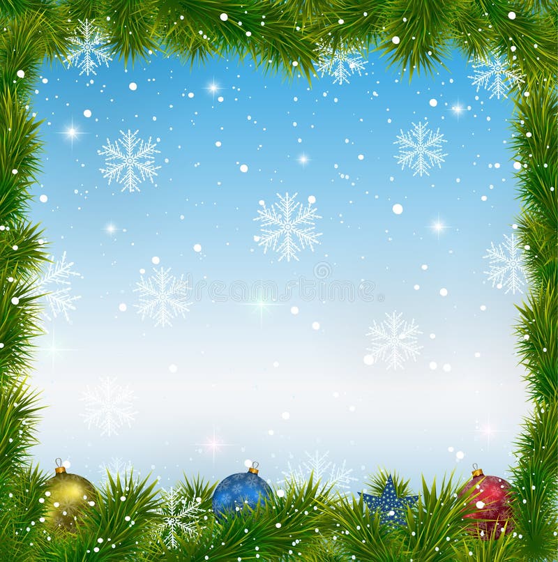 Weihnachtsblauer Hintergrund mit Schneeflocken und Spielwaren stock abbildung Weihnachtsblauer Hintergrund mit Schneeflocken und Spielwaren stock abbildung