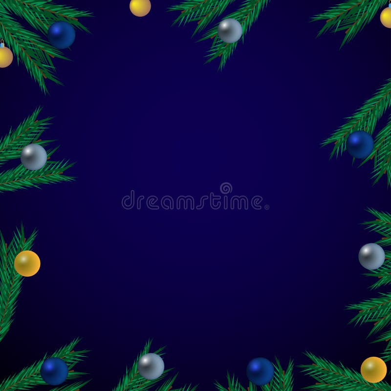 Weihnachtsblauer Hintergrund mit Tannenzweigen und Bällen stock abbildung Weihnachtsblauer Hintergrund mit Tannenzweigen und Bällen stock abbildung
