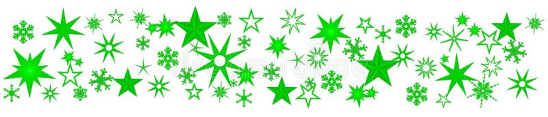 Weihnachtsdekoration in Grün auf Bannern verschiedene Schneeflocken und Eissterne auf weißem Hintergrund stock abbildung