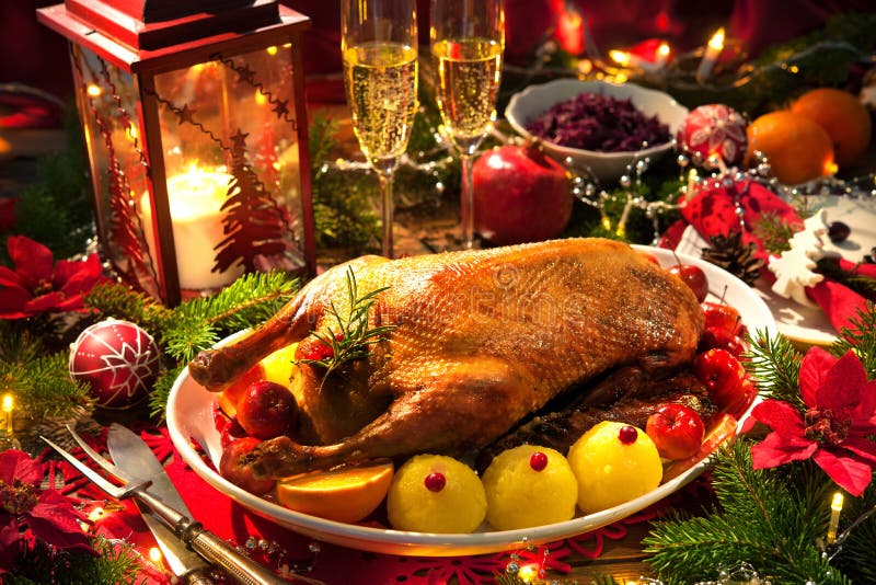 Weihnachtsentenbraten lizenzfreie stockfotografie