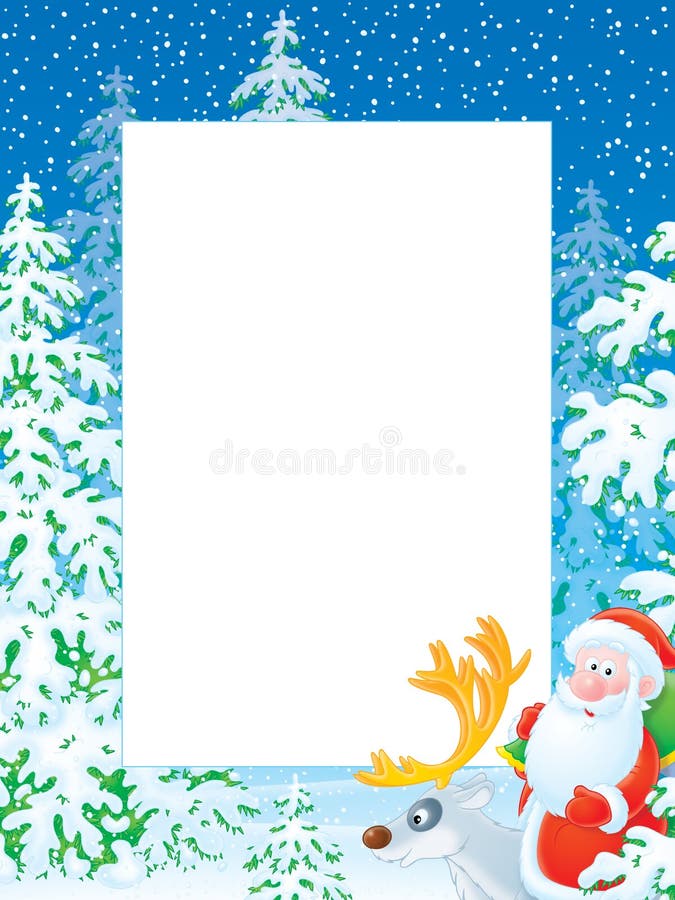 Weihnachtsfotofeld mit Weihnachtsmann-Reiten auf r stock abbildung Weihnachtsfotofeld mit Weihnachtsmann-Reiten auf r stock abbildung