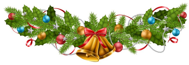Weihnachtsgirlanden-Dekorationsfahne mit Bällen und Glocke