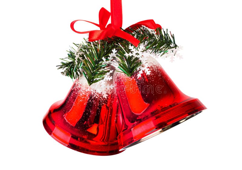 Weihnachtsglocken mit einem roten Bogen lizenzfreies stockbild Weihnachtsglocken mit einem roten Bogen lizenzfreies stockbild