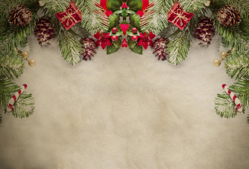 Weihnachtsgrenze auf Pergament stockfotos Weihnachtsgrenze auf Pergament stockfotos