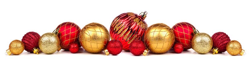 Weihnachtsgrenze des Rotes und Goldverzierungen lokalisiert auf Weiß stockfotos Weihnachtsgrenze des Rotes und Goldverzierungen lokalisiert auf Weiß stockfotos