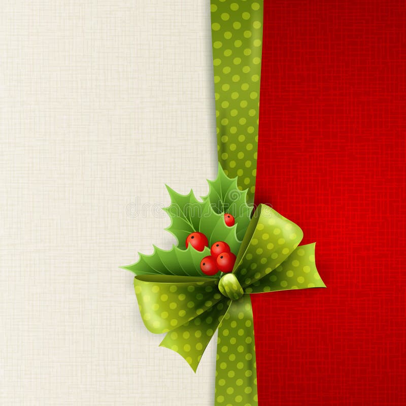 Weihnachtskarte mit grünen Tupfen beugen und Stechpalme lizenzfreie abbildung