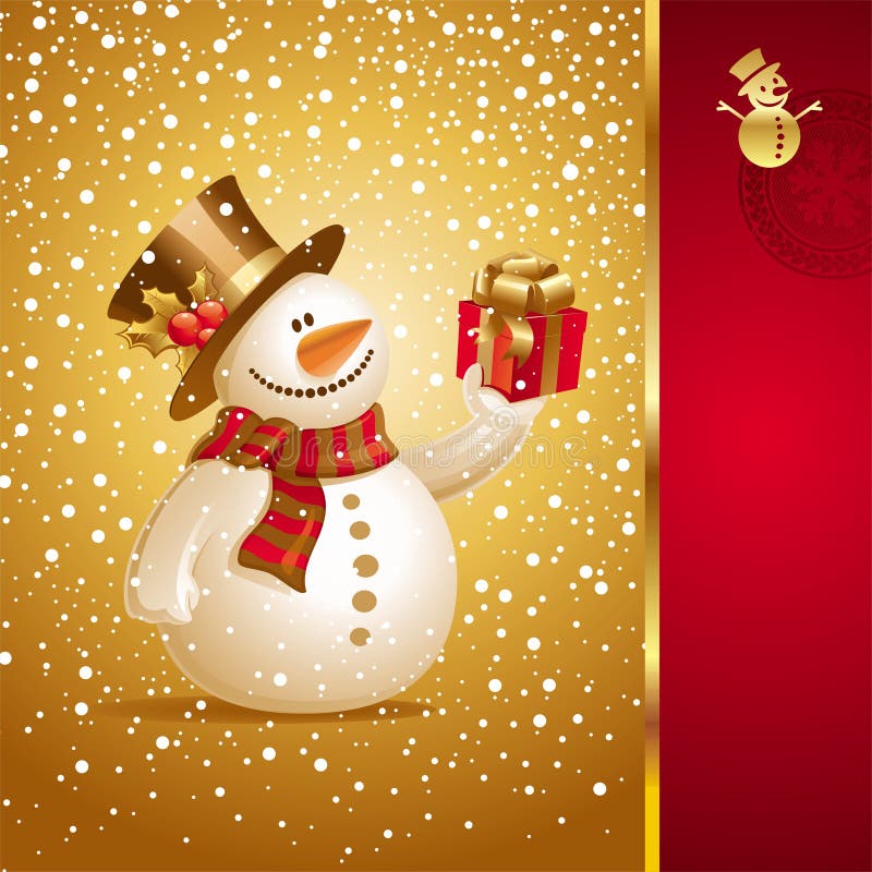 Weihnachtskarte mit lächelndem Schneemann lizenzfreie abbildung Weihnachtskarte mit lächelndem Schneemann lizenzfreie abbildung