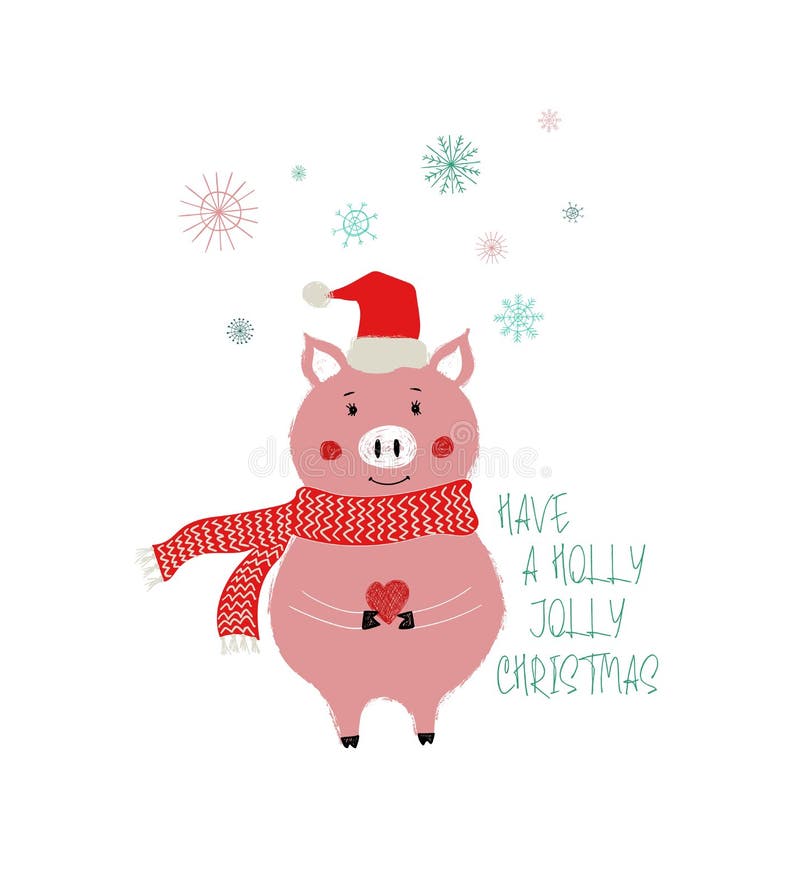Weihnachtskarte mit nettem Schwein lizenzfreie abbildung Weihnachtskarte mit nettem Schwein lizenzfreie abbildung