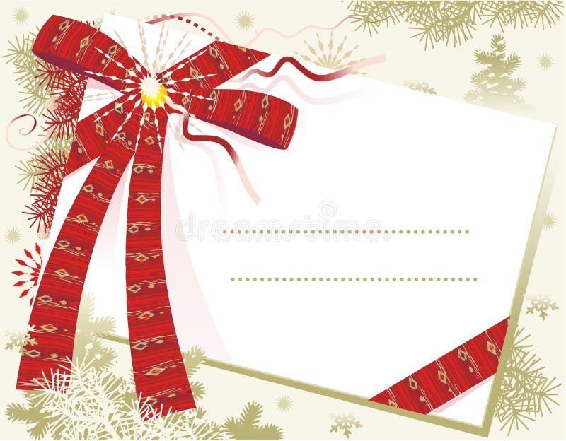 Weihnachtskarte mit rotem Bogen lizenzfreie abbildung Weihnachtskarte mit rotem Bogen lizenzfreie abbildung