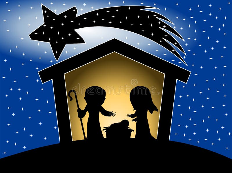 Weihnachtskrippen-Schattenbild vektor abbildung