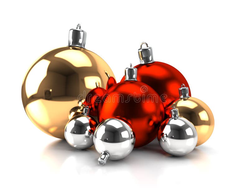 Weihnachtskugeln - Gold, Rot, Silber stock abbildung Weihnachtskugeln - Gold, Rot, Silber stock abbildung