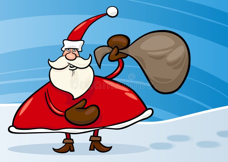 Weihnachtsmann Mit Sackkarikaturabbildung Vektor Abbildung