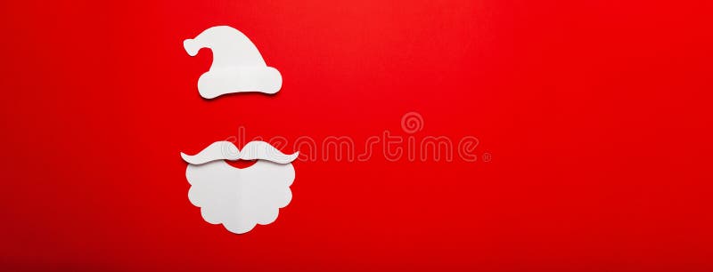 Weihnachtsmann-Papierhandwerk Feiertag, Frohe Weihnachten! Dezember-Banner, Design im Cartoon-Stil