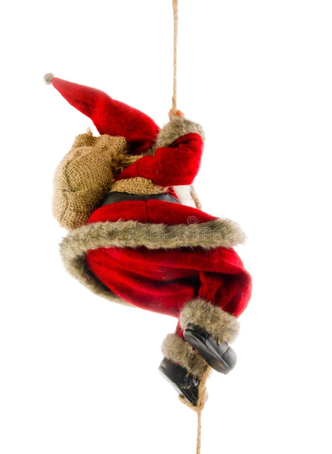 Weihnachtsmann-steigendes Seil lizenzfreies stockfoto Weihnachtsmann-steigendes Seil lizenzfreies stockfoto