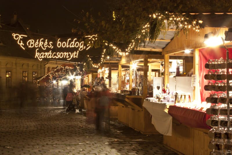 Christmas fair on the Szentlelek square in Obuda in Budapest. Christmas fair on the Szentlelek square in Obuda in Budapest