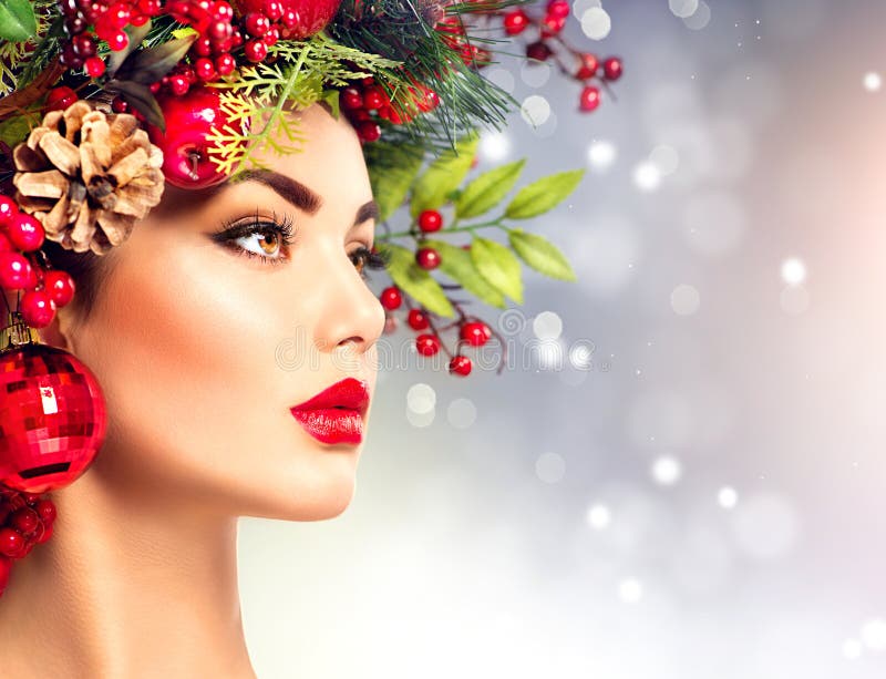 Weihnachtsmode-modell-Frau stockfotografie Weihnachtsmode-modell-Frau stockfotografie