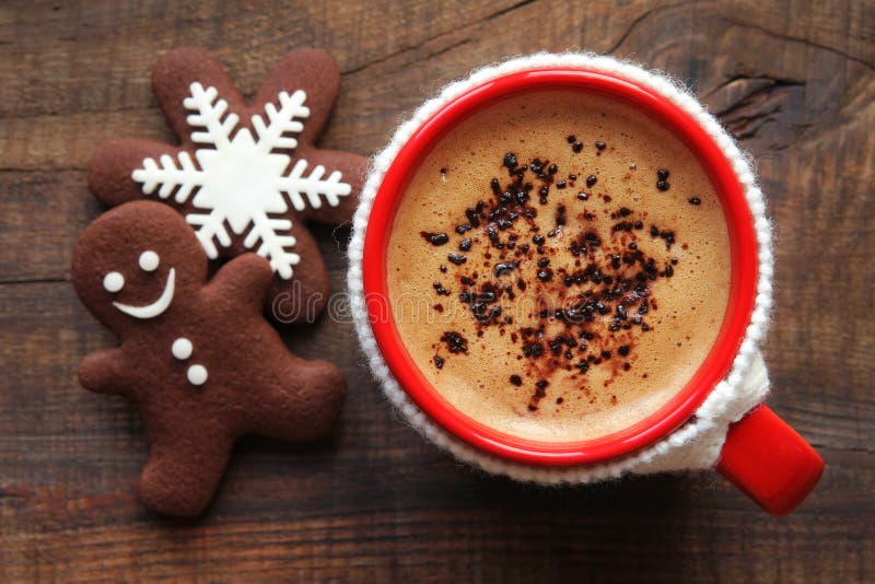 Weihnachtsmorgenkaffee und -plätzchen lizenzfreies stockfoto Weihnachtsmorgenkaffee und -plätzchen lizenzfreies stockfoto