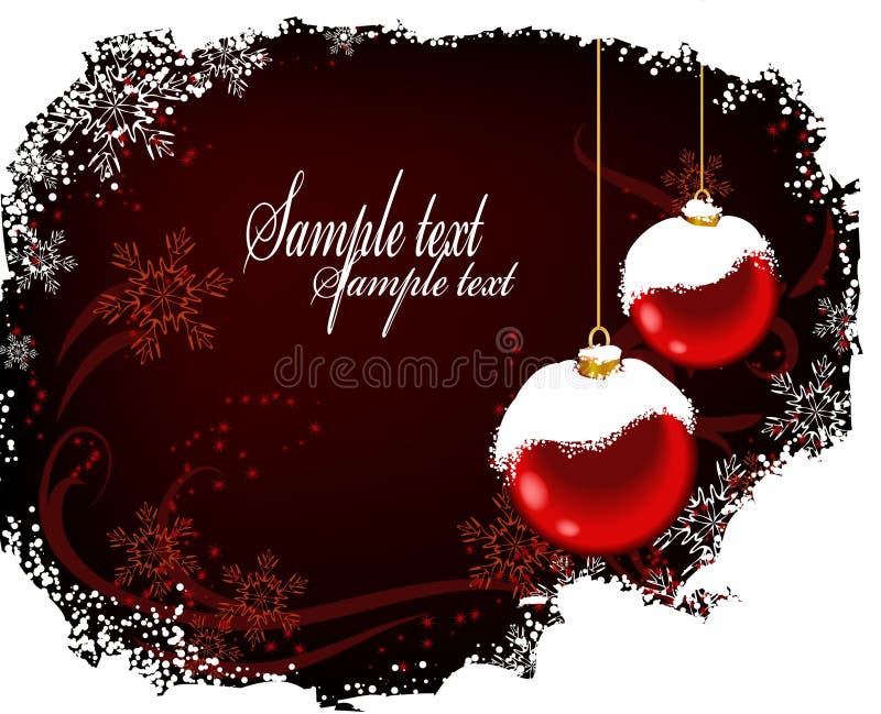 Weihnachtspostkarte mit roten Kugeln und snow_2 lizenzfreie abbildung Weihnachtspostkarte mit roten Kugeln und snow_2 lizenzfreie abbildung