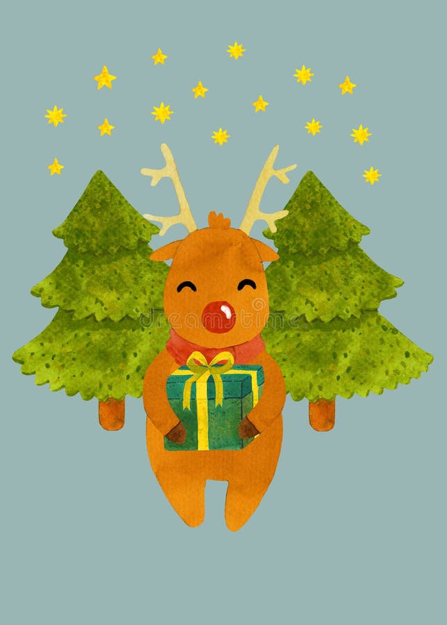 Weihnachtsrotwild mit Geschenken auf dem Hintergrund des Baums lizenzfreie stockfotografie Weihnachtsrotwild mit Geschenken auf dem Hintergrund des Baums lizenzfreie stockfotografie