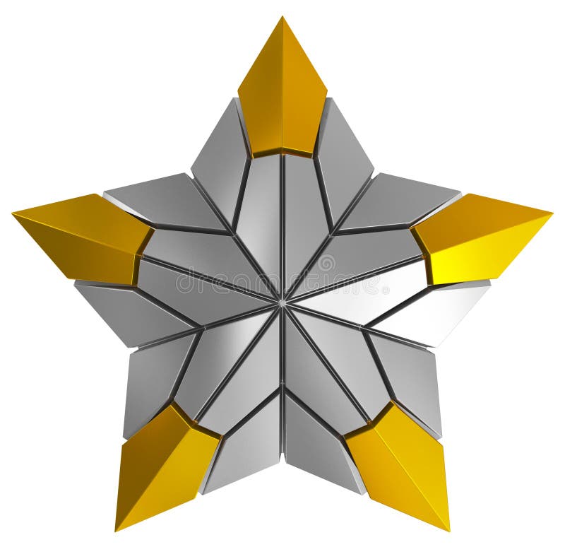 Weihnachtssternsilber und goldenes 3d lokalisiert stock abbildung Weihnachtssternsilber und goldenes 3d lokalisiert stock abbildung