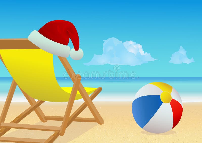 Weihnachtsstrand Winterurlaubskonzept Vector Art lizenzfreie abbildung