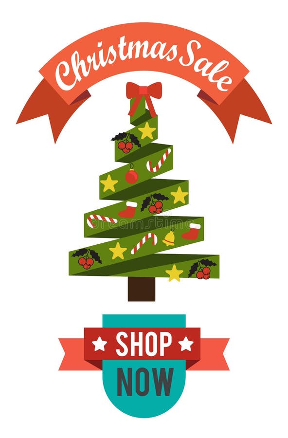 Weihnachtsverkaufspreis weg vom neuen Jahr verzierte Baum lizenzfreie abbildung Weihnachtsverkaufspreis weg vom neuen Jahr verzierte Baum lizenzfreie abbildung